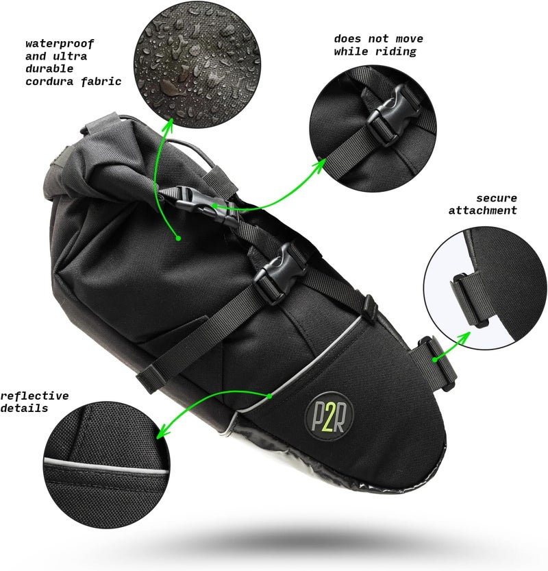 PACK2RIDE Inova Light Bike Saddle Bag - Water Resistant, Durable Cordura Fabric, Essential for Bikepacking - Under Seat Storage, Seat Bag for Road, Gravel Cycling - Image 2